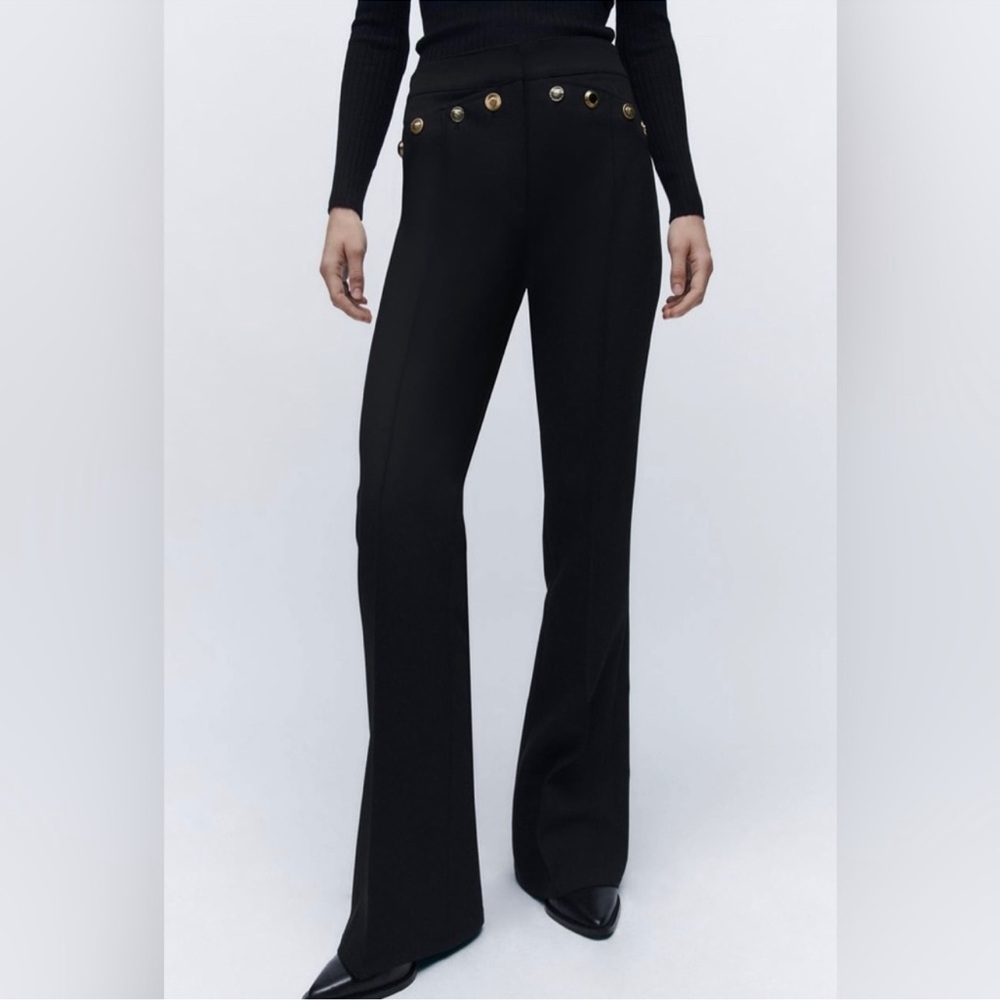 Zara Metal Button Flared Pants